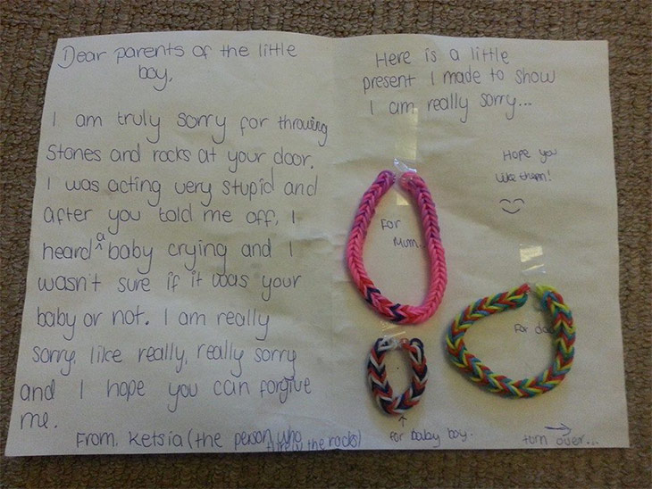 Little girl's apology latter!