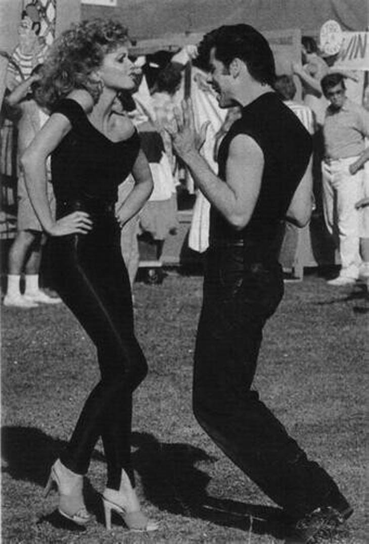 John Travolta & Olivia Newton John rehearsing for GREASE