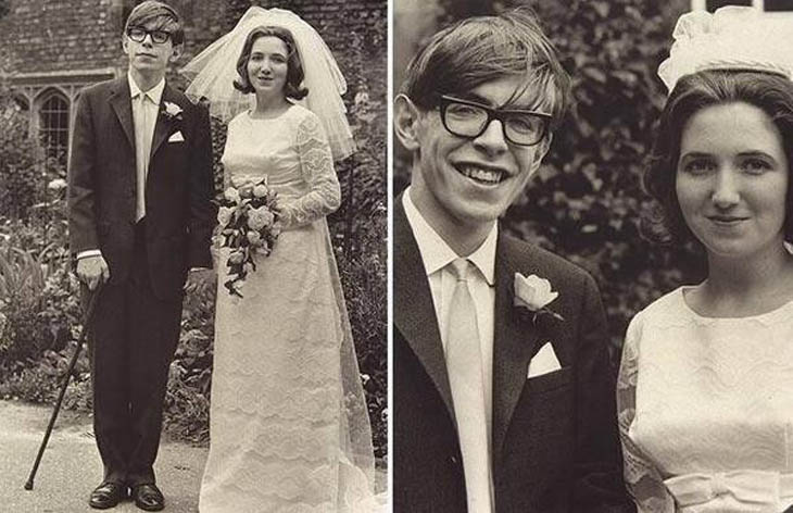 Steven Hawking with his bride, Jane Wilde