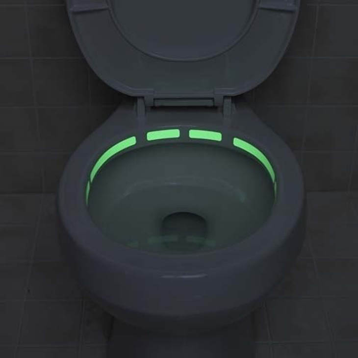 A toilet rim that glows in the dark. This should keep things tidy when the lights go out.
