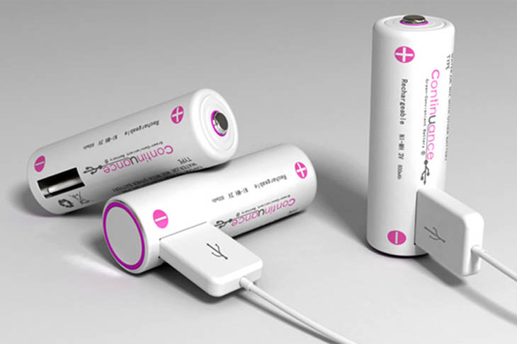 Rechargeable batteries with a USB hub to charge your gadgets easily.