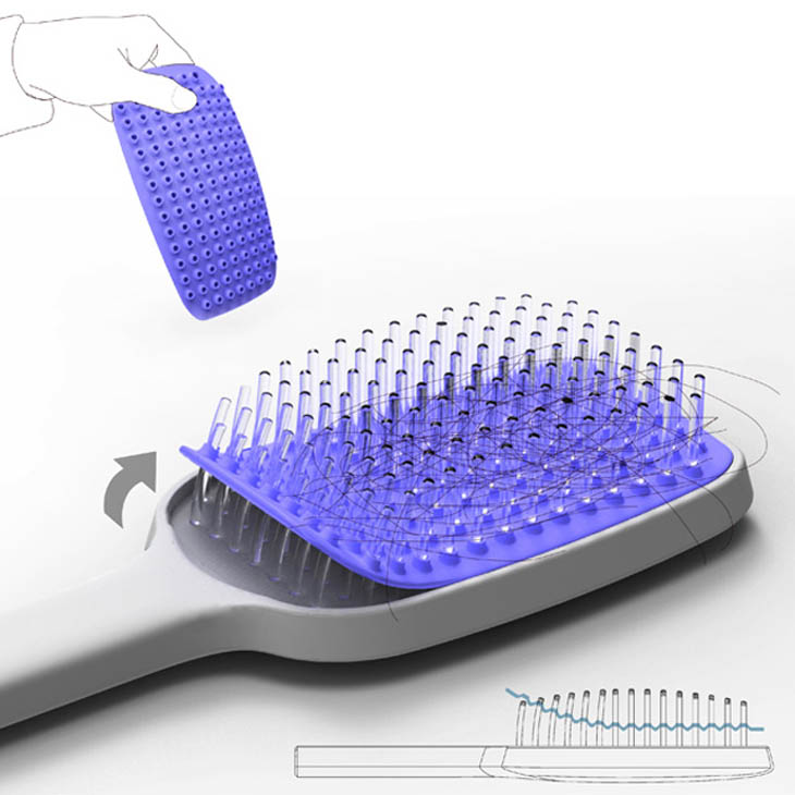 Clever Inventions - Self cleaning hair brush.