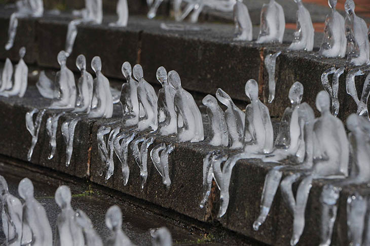 The ice art installation in Birmingham's Chamberlain Square.