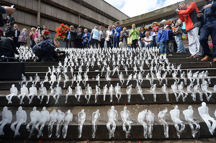 The ice art installation in Birmingham's Chamberlain Square.