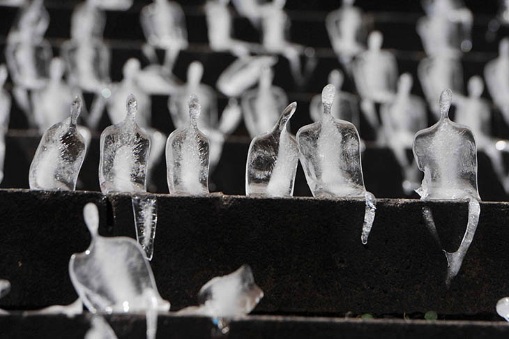 The ice art installation in Birmingham's Chamberlain Square.