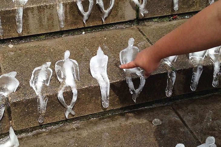 The ice art installation in Birmingham's Chamberlain Square.