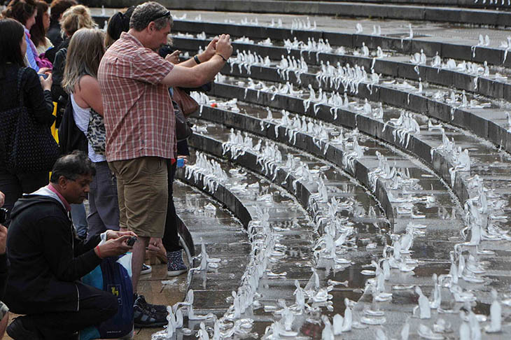 The ice art installation in Birmingham's Chamberlain Square.