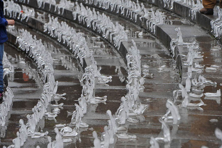 The ice art installation in Birmingham's Chamberlain Square.