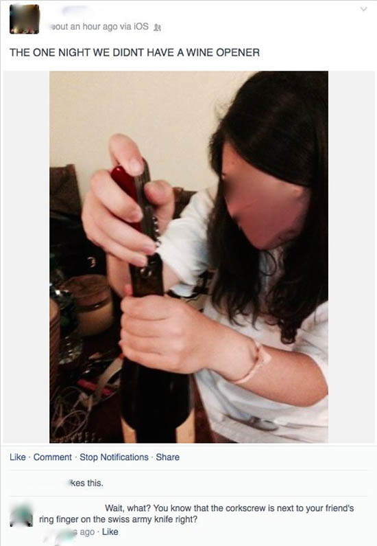 These people who have never seen a corkscrew before.