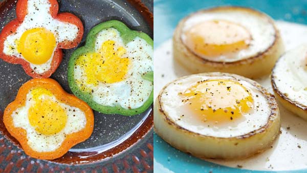 Use the rings of vegetables to create awesome eggs.