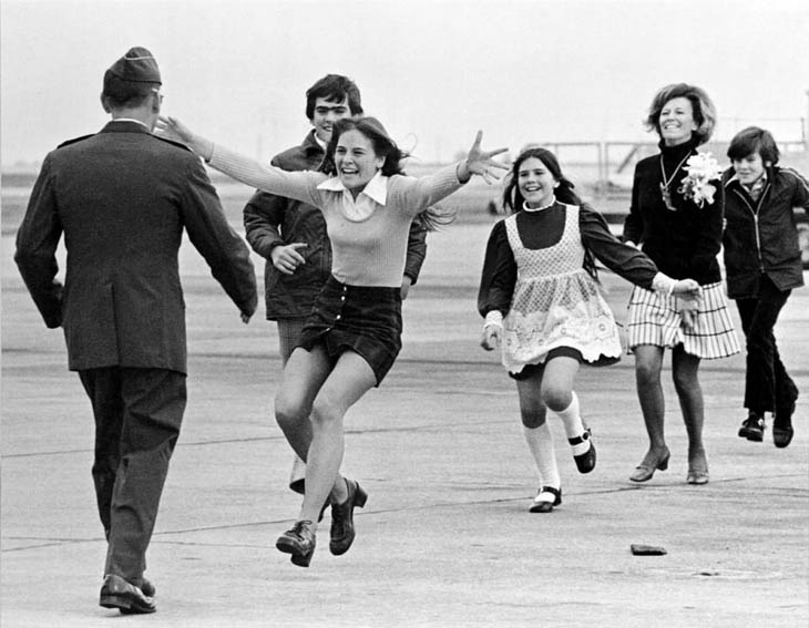 Lt. Colonel Robert L. Stirm is reunited with his family after being taken prisoner during the Vietnam war.