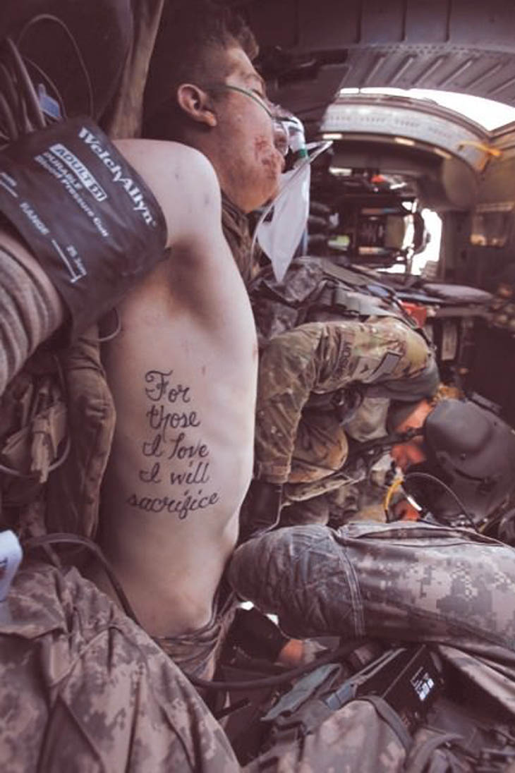 The tattoo of wounded soldier Kyle Hockenberry becomes truth