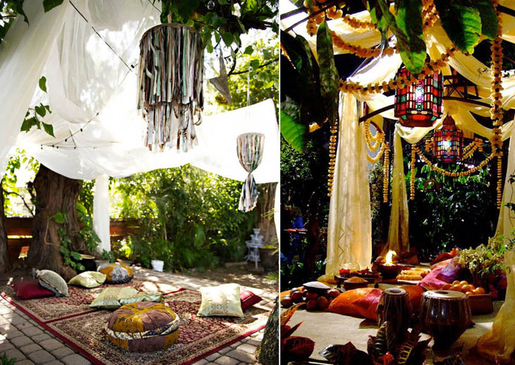 Chilling out Eastern style in a bohemian backyard.
