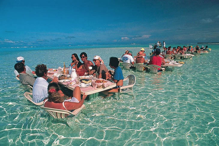 Have you breakfast at the sea restaurant in Bora Bora.