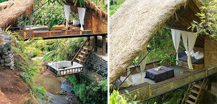 Awesome Lounging Places - Treehouse river resort in Bali.