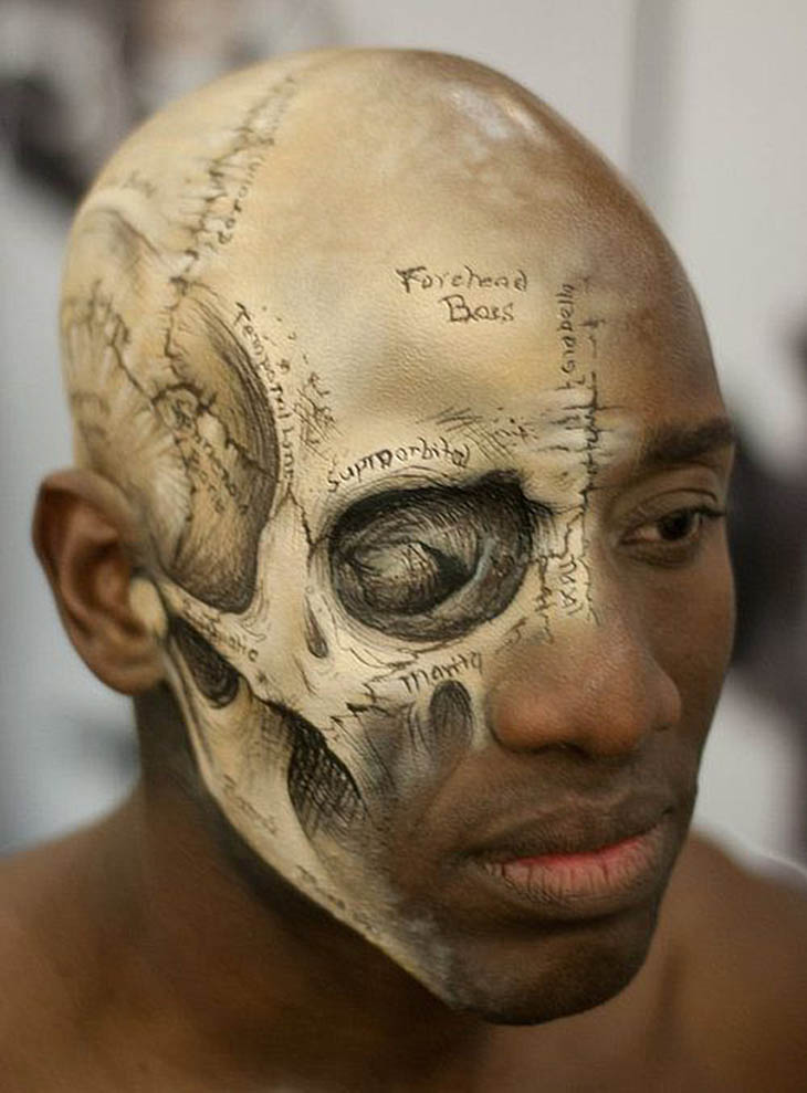 Exposed Skull Halloween makeup