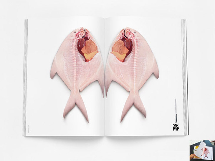 Creative double page magazine ads - WMF Knives
