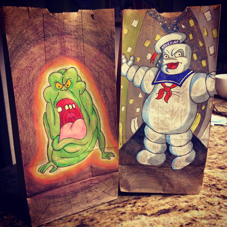 Slimer and Stay Puft Marshmallow Man