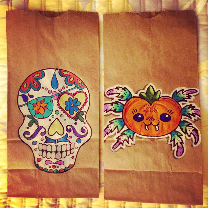 Sugar skull and pumpkin spider