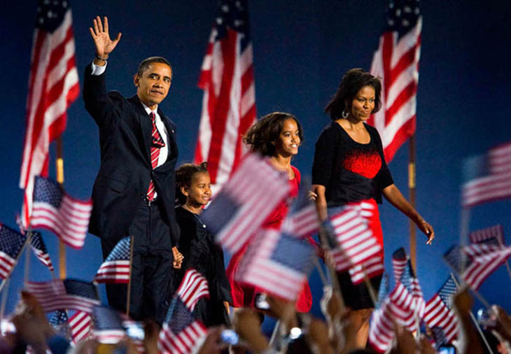 21st century photos - Barack Obama wins the 2008 election, becoming the first African American President.