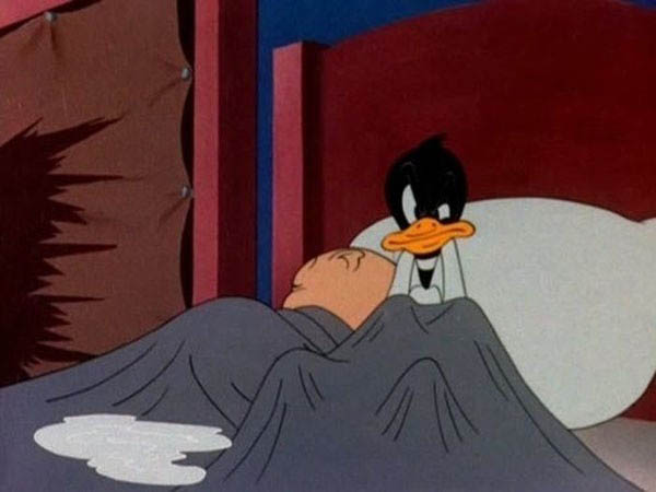 Childhood Shows Memory Ruined - Daffy Duck's puddle should be yellow.