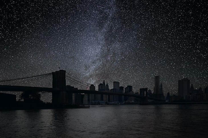 Night Sky in The Brooklyn Bridge, New York City