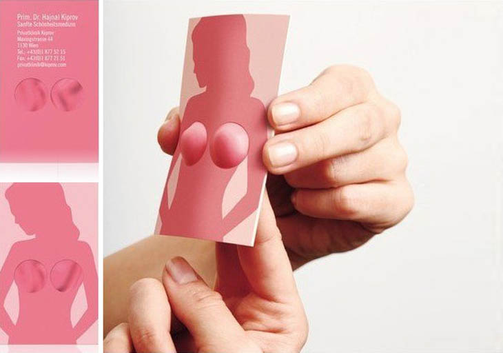 Smartest business cards - A cosmetic surgeon’s boobie pop-up card.