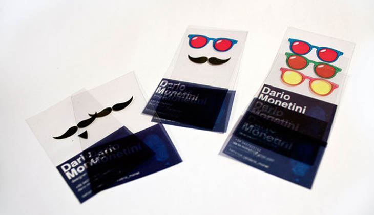 Funny transparent business cards for giving people funky faces.