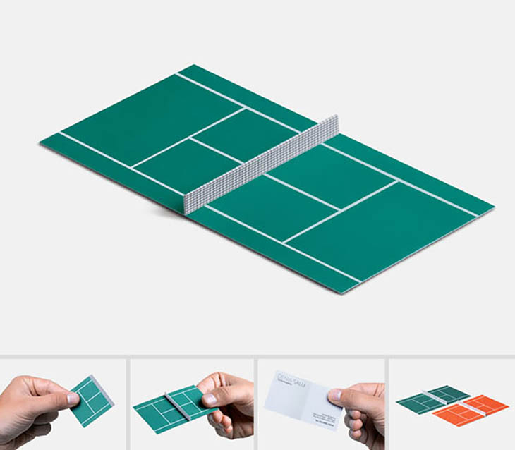 A mini tennis court card!