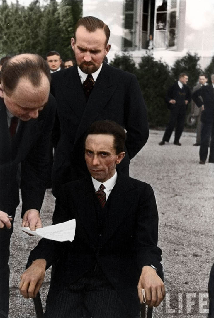 Joseph Goebbels scowling at photographer Alfred Eisenstaedt after finding out he’s Jewish, 1933