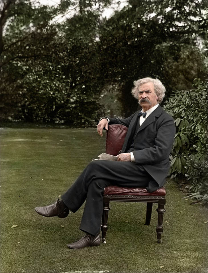 Mark Twain in the garden, circa 1900