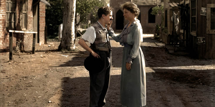 Hellen Keller meeting comedian Charlie Chaplin in 1918