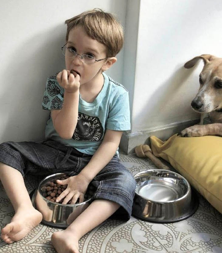 Kid Is Eating Dog Food