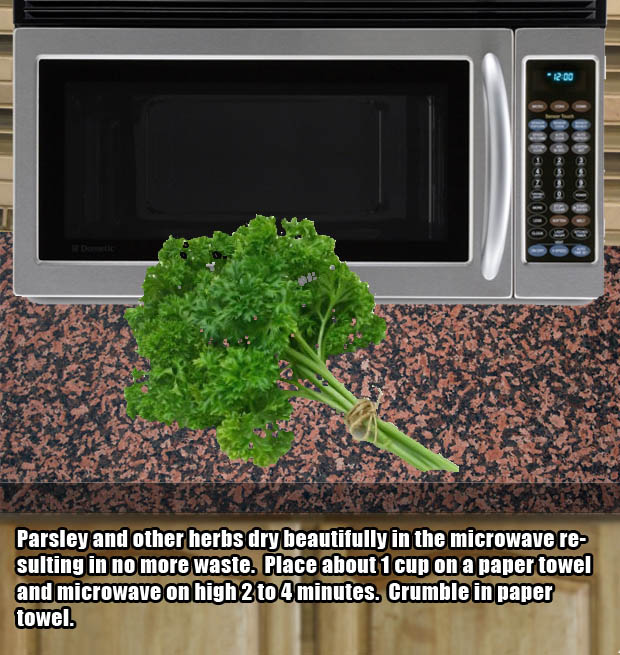 Microwave hacks - Dry herbs in the microwave.