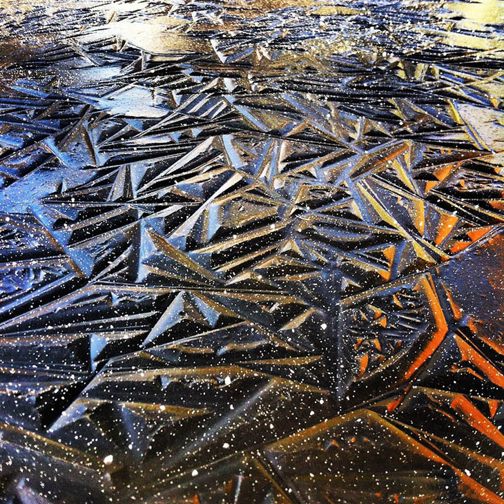 Geometric Pond Ice In Southern Oregon, USA