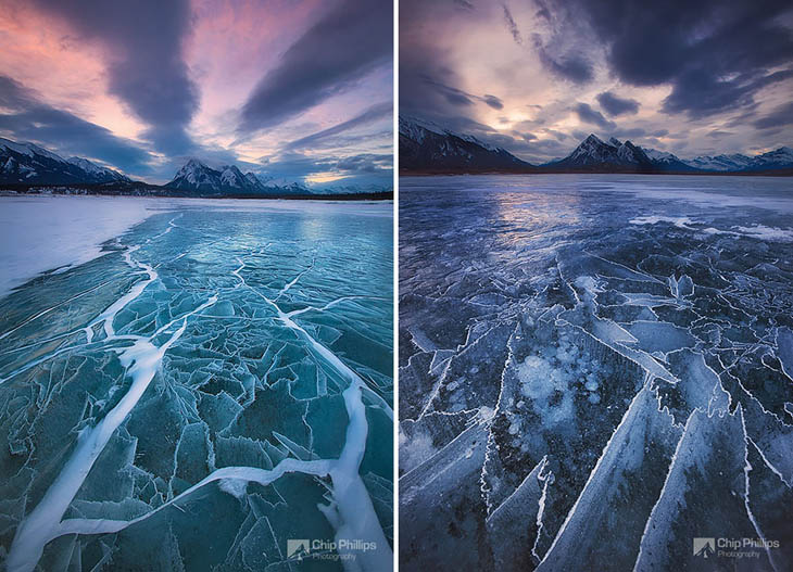 Frozen lakes - Abraham Lake In Alberta, Canada