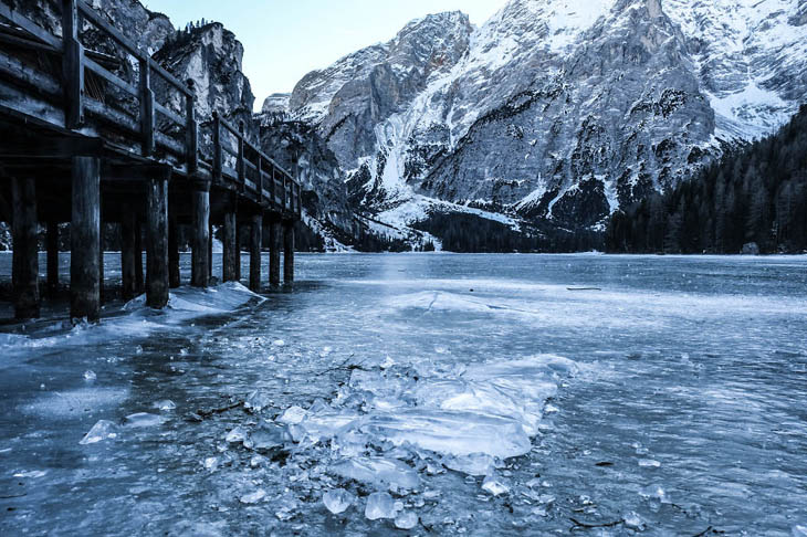 Frozen lakes - Lake Braies, Dolomites, South Tyrol, Italy