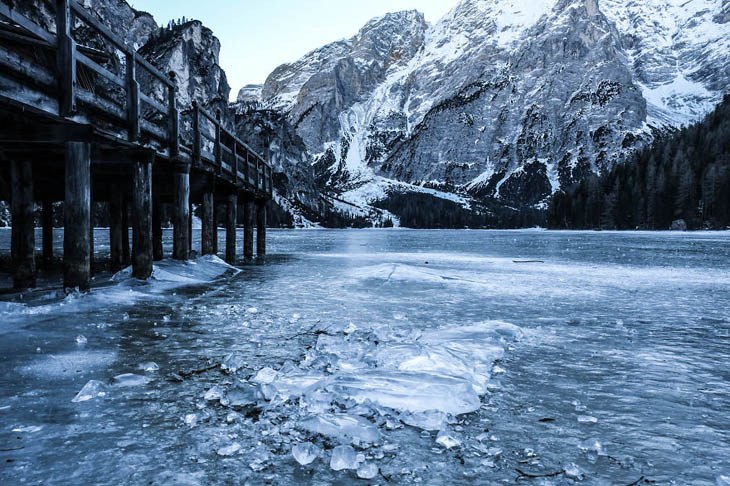 Frozen lakes - Lake Braies, Dolomites, South Tyrol, Italy