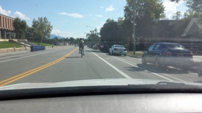 Bikers who refuse to use the bike lanes.