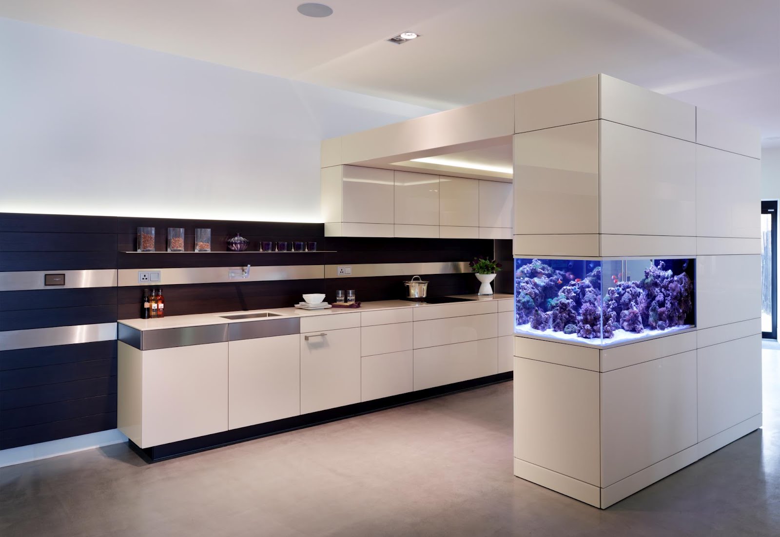 Living-room built-in wall glass fish Aquarium