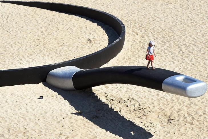 A Frying pan beach sculpture in Sydney, Australia.