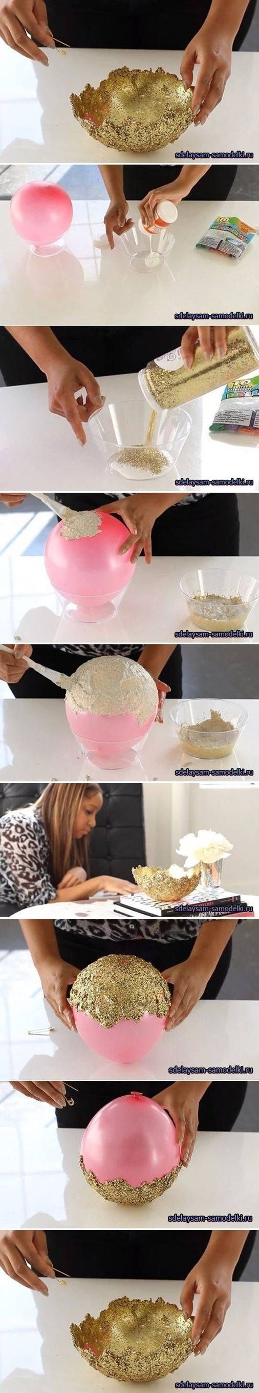 Paint up a DIY glitter bowl.