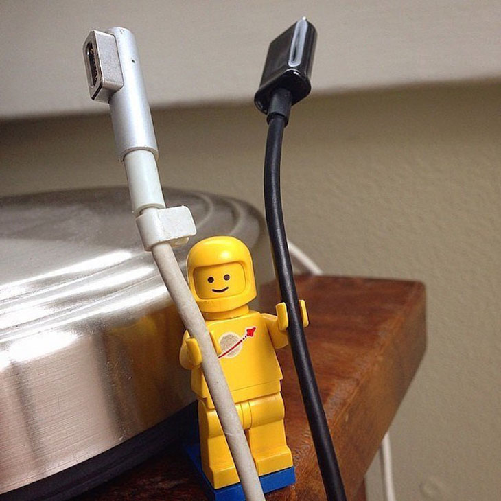 LEGO figurine to help organize your wires and cables.