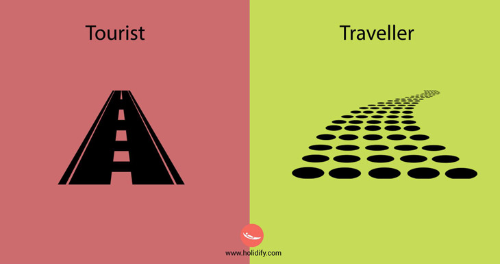 The difference between a traveller and a tourist.