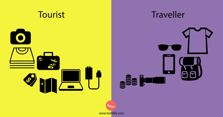 The difference between a traveller and a tourist.