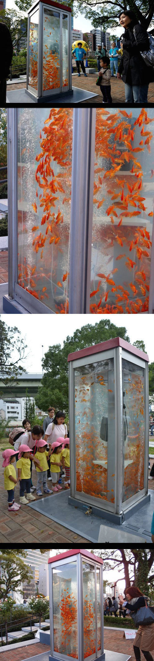 Goldfish aquarium phone booths.