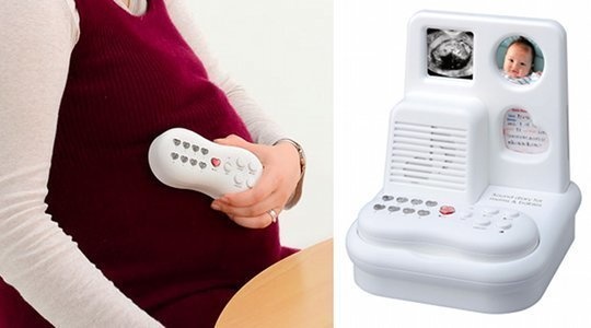 A mommy device that records baby sounds while in the womb.