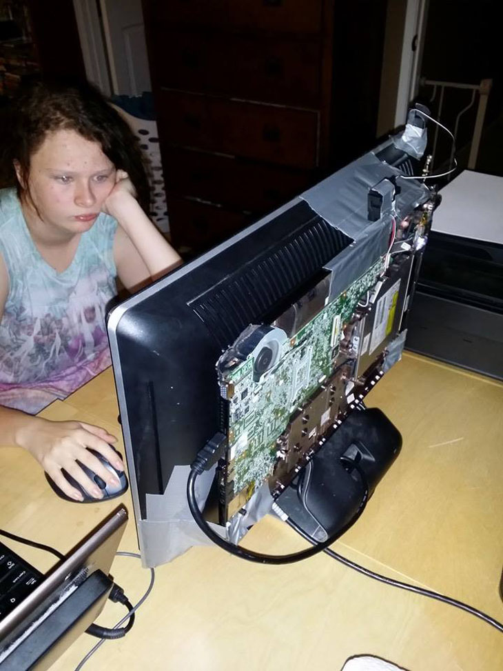 Buddy Just Macgyvered His Daughter's Broken Laptop