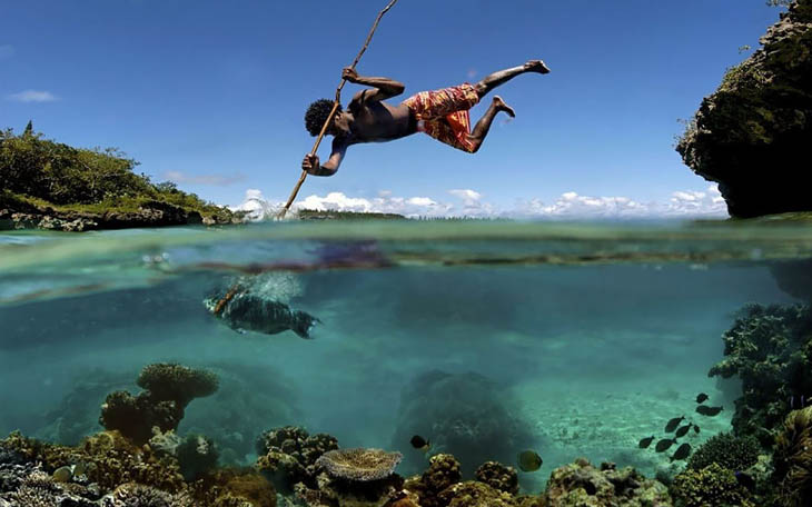 Traditional Fishing On The Island Of Mare In New Caledonia