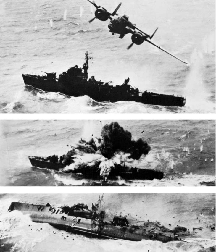 USAAF B-25 sinks Japanese destroyer Amatsukaze off the coast of Xiamen, China, 6 April 1945